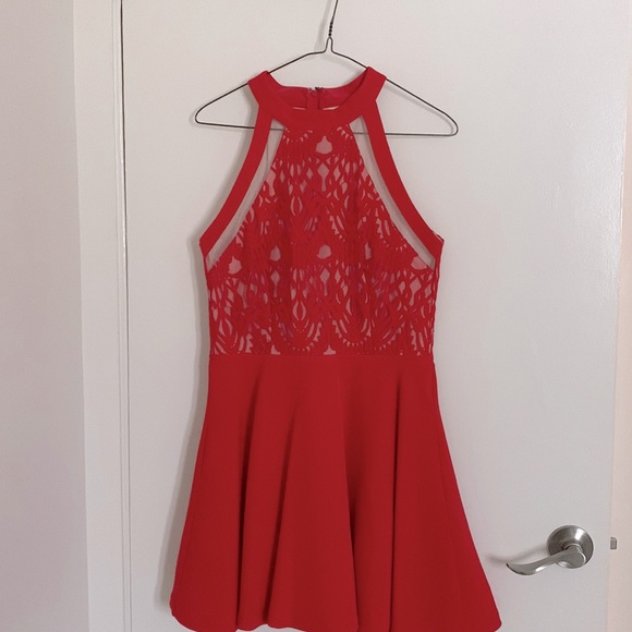Missguided Red Mini Skater Dress - Picture 1 of 3